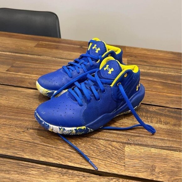 Under Armour basketball shoes! Royal blue/yellow. Size 3 youth. Excellent condit - Picture 1 of 10